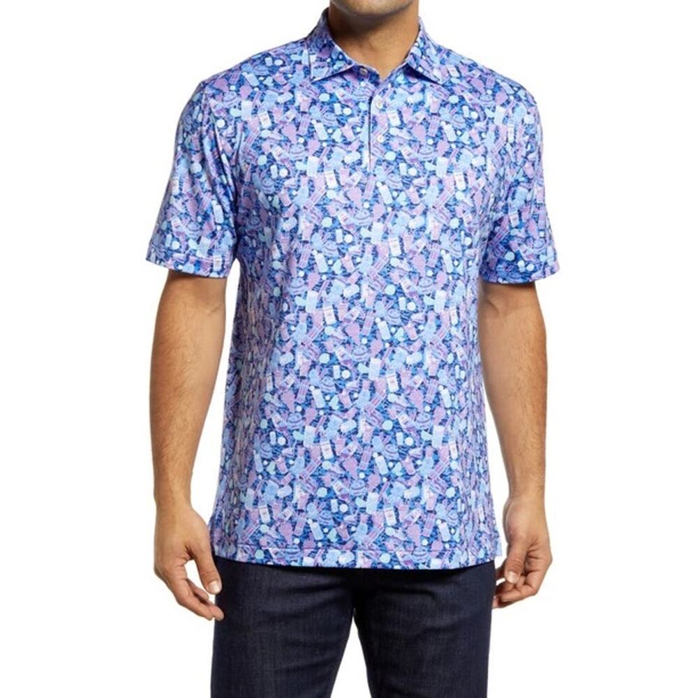 Peter Millar Transfusion Boom Boom Golf Polo – Estate Blue – Size XL